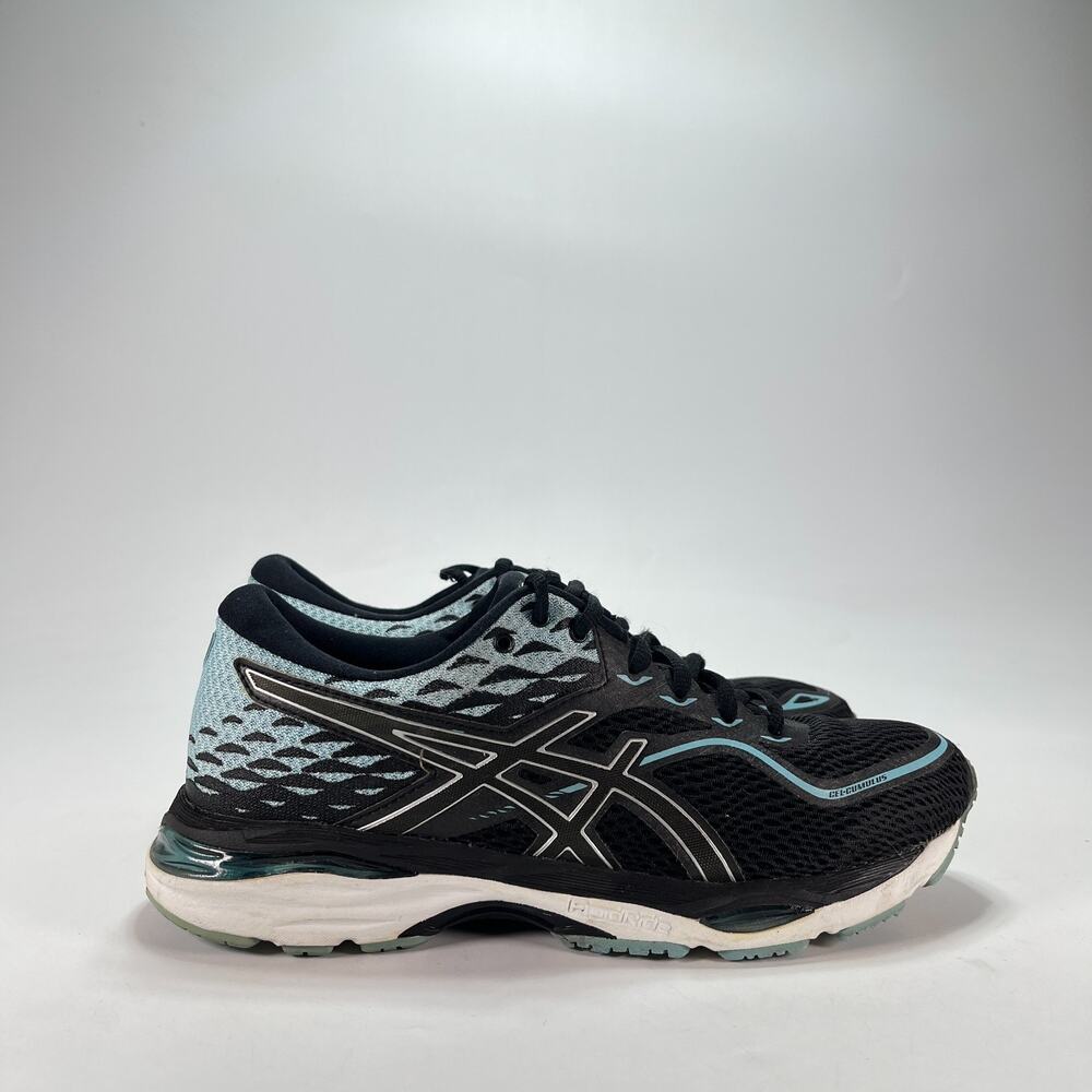 Asics GEL-Cumulus 19 Black Porcelain Blue Running Shoes T7B8N Women's Size 8.5